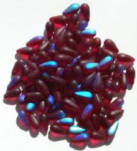 100 5x10mm Transparent Matte Garnet AB Drop Beads
